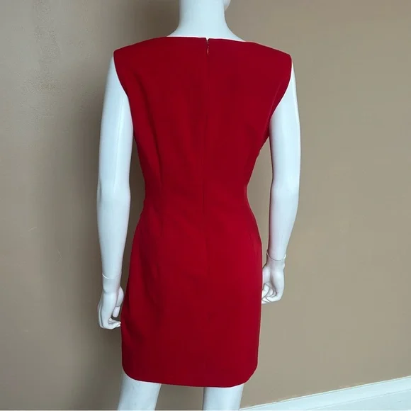 Calvin Klein Red Sheath Mini Dress Scoop Neck Sleeveless - Picture 5 of 10